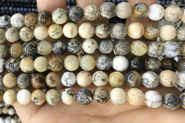 CAA5257 15.5 inches 8mm round dendrite agate beads wholesale