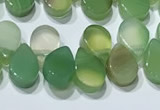 CAA5306 Top drilled 6*8mm flat teardrop line agate beads