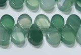 CAA5307 Top drilled 6*8mm flat teardrop line agate beads