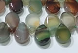 CAA5312 Top drilled 6*8mm flat teardrop line agate beads