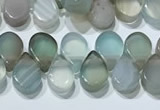 CAA5316 Top drilled 6*8mm flat teardrop line agate beads