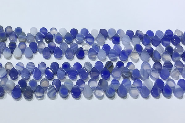 CAA5318 Top drilled 6*8mm flat teardrop line agate beads