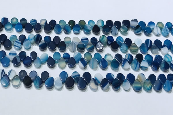 CAA5319 Top drilled 6*8mm flat teardrop line agate beads