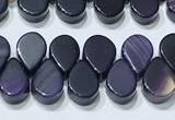 CAA5320 Top drilled 6*8mm flat teardrop line agate beads