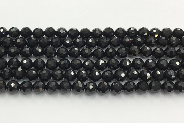 CAA5338 15.5 inches 8mm faceted round black onyx beads wholesale