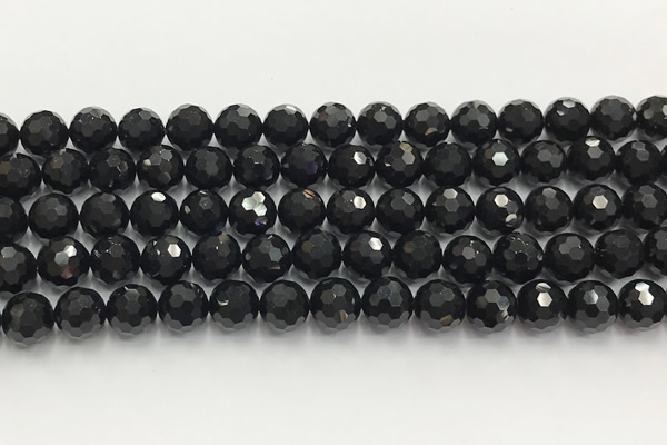 CAA5339 15.5 inches 10mm faceted round black onyx beads wholesale