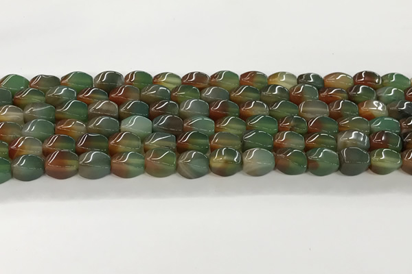 CAA5361 15.5 inches 8*12mm twisted rice agate gemstone beads