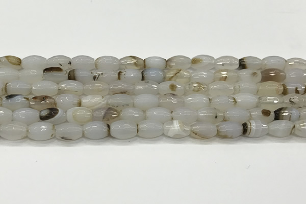 CAA5481 15.5 inches 8*12mm faceted rice agate beads