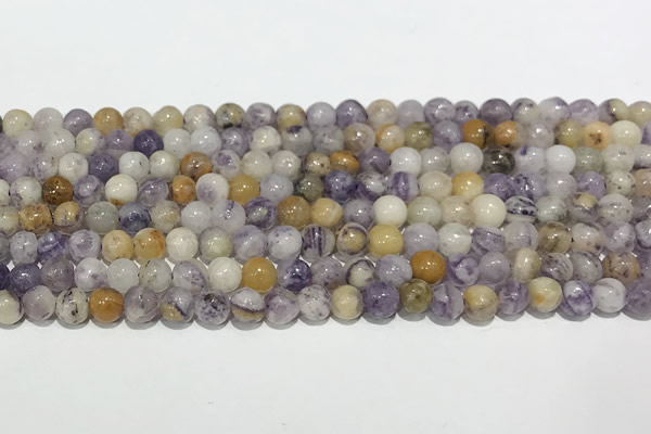 CAA5485 15 inches 4mm round purple flower stone beads