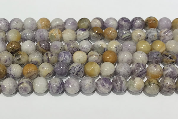 CAA5487 15 inches 8mm round purple flower stone beads