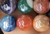 CAA5491 15 inches 8mm faceted round AB-color banded agate beads