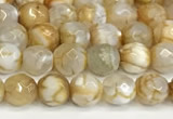 CAA5503 15 inches 6mm faceted round fire crackle agate beads