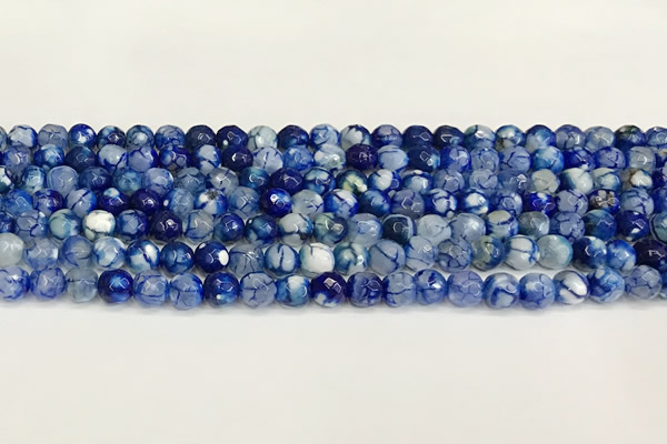 CAA5507 15 inches 6mm faceted round fire crackle agate beads