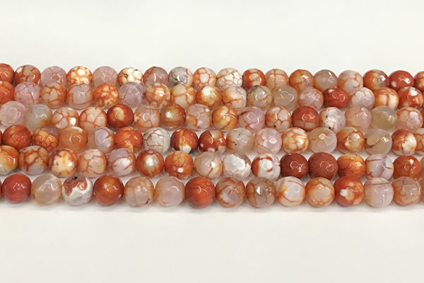 CAA5510 15 inches 8mm faceted round fire crackle agate beads