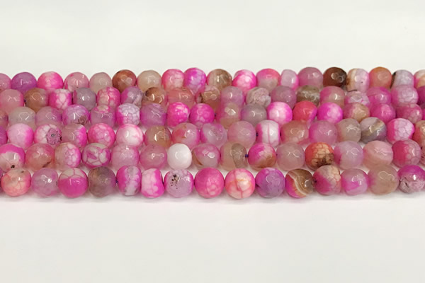 CAA5512 15 inches 8mm faceted round fire crackle agate beads