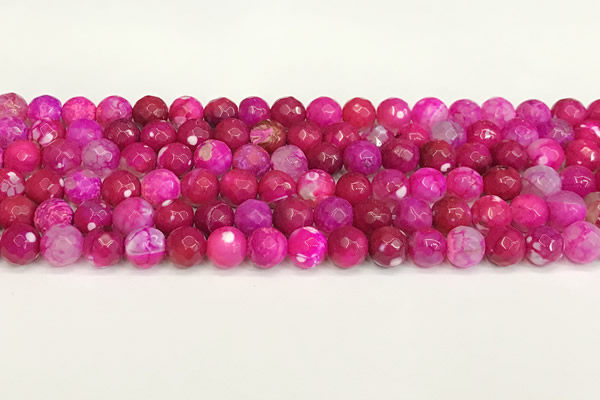 CAA5513 15 inches 8mm faceted round fire crackle agate beads