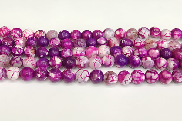 CAA5523 15 inches 10mm faceted round fire crackle agate beads