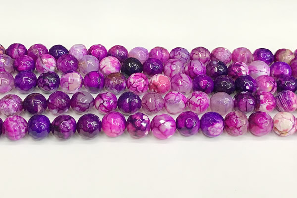 CAA5524 15 inches 10mm faceted round fire crackle agate beads