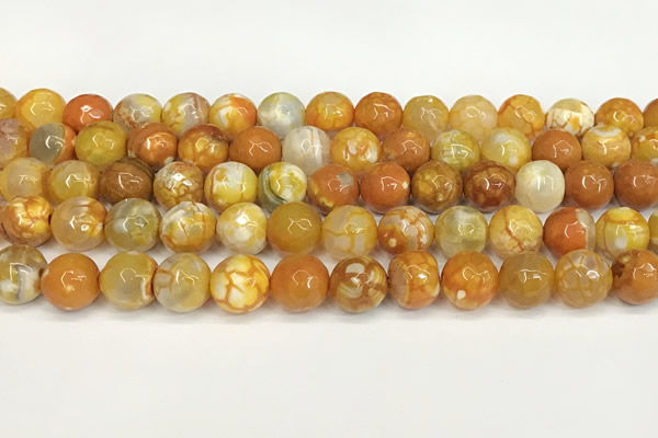 CAA5526 15 inches 10mm faceted round fire crackle agate beads