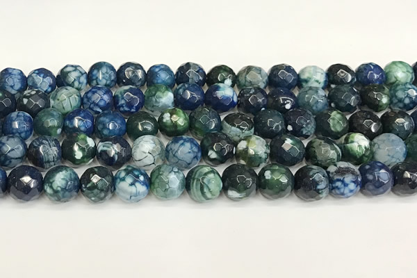 CAA5529 15 inches 10mm faceted round fire crackle agate beads