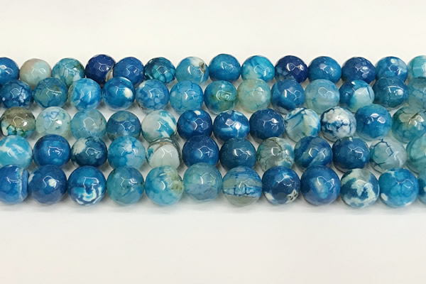 CAA5531 15 inches 10mm faceted round fire crackle agate beads