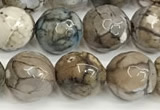 CAA5532 15 inches 10mm faceted round fire crackle agate beads