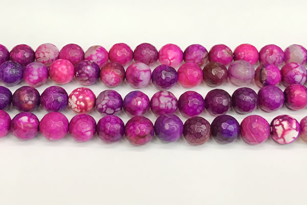 CAA5541 15 inches 12mm faceted round fire crackle agate beads