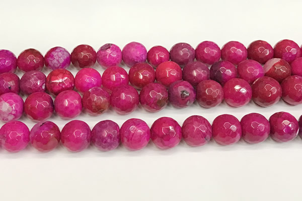 CAA5542 15 inches 12mm faceted round fire crackle agate beads