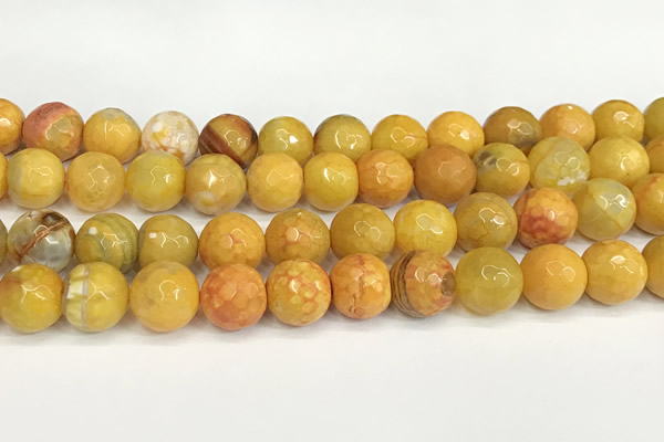 CAA5544 15 inches 12mm faceted round fire crackle agate beads