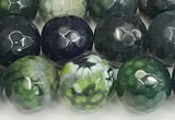 CAA5546 15 inches 12mm faceted round fire crackle agate beads