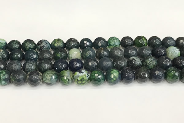 CAA5546 15 inches 12mm faceted round fire crackle agate beads