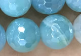 CAA5556 15 inches 10mm faceted round AB-color banded agate beads