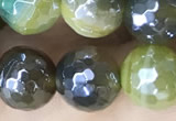 CAA5575 15 inches 8mm faceted round AB-color banded agate beads