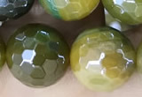 CAA5576 15 inches 10mm faceted round AB-color banded agate beads