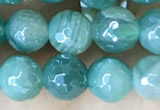 CAA5578 15 inches 6mm faceted round AB-color banded agate beads