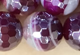 CAA5588 15 inches 10mm faceted round AB-color banded agate beads