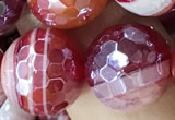 CAA5593 15 inches 12mm faceted round AB-color banded agate beads