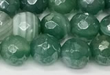 CAA5605 15 inches 8mm faceted round AB-color banded agate beads