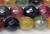 CAA5611 15 inches 8mm faceted round AB-color banded agate beads