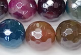 CAA5612 15 inches 10mm faceted round AB-color banded agate beads