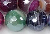 CAA5613 15 inches 12mm faceted round AB-color banded agate beads