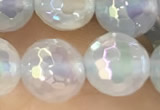 CAA5621 15 inches 8mm faceted round AB-color white agate beads