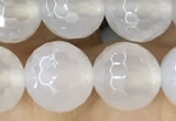 CAA5626 15 inches 8mm faceted round AB-color white agate beads