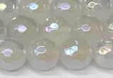 CAA5631 15 inches 8mm faceted round AB-color white agate beads