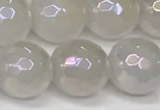 CAA5632 15 inches 10mm faceted round AB-color white agate beads