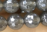 CAA5641 15 inches 8mm faceted round AB-color grey agate beads