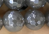 CAA5642 15 inches 10mm faceted round AB-color grey agate beads