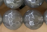 CAA5643 15 inches 12mm faceted round AB-color grey agate beads