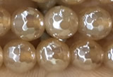 CAA5655 15 inches 6mm faceted round AB-color yellow agate beads