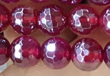 CAA5660 15 inches 6mm faceted round AB-color red agate beads